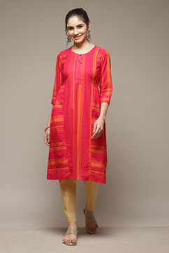 Fuschia Viscose Blend Straight Kurta image number 1